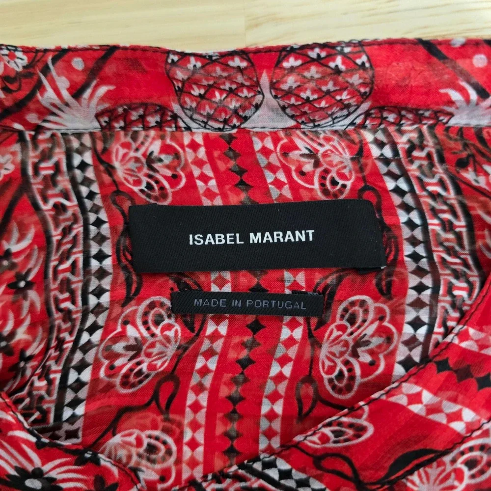 Isabel Marant Silk Scarfe Print Button‎ Down Long Sleeve Blouse Top Size 40 US 8 - Picture 8 of 9